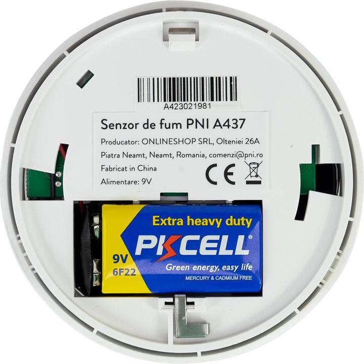 Actual product image PNI Smoke detector A437, stand-alone, with sound and light alarm, 85 dB, indoor, white