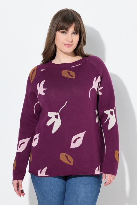 Produktbild Ulla Popken Pullover, Blätter, U-Boot-Ausschnitt, Langarm (42, 44)