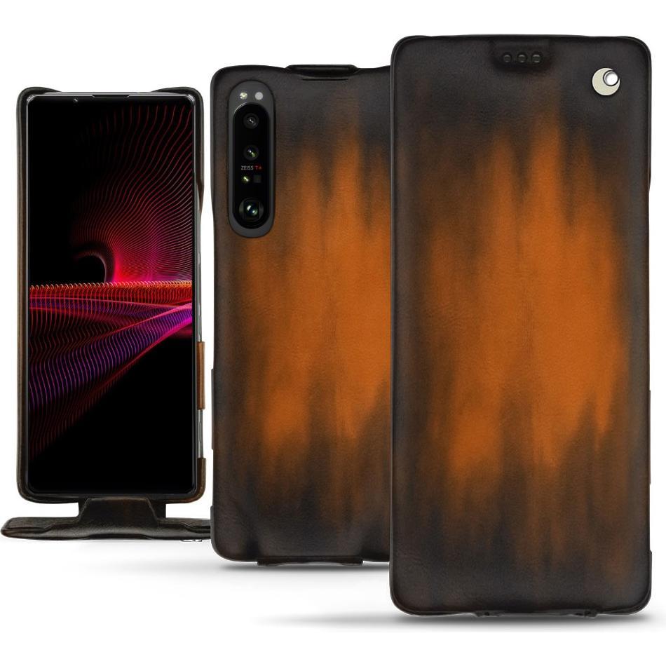 Noreve Lederschutzhülle vertikal (Sony Xperia 1 III), Smartphone Hülle, Braun