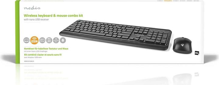 Produktbild Nedis Maus und Tastatur-Set | Wireless | Maus- und Tastaturverbindung: USB | 800 / 1200 / 1600 dpi | (US, Kabellos)