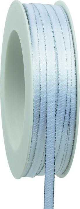 Produktbild Goldina Geschenkband Doppelsatin mit Gold-Silberkant, 6 Millimeter x 50 Meter, weiss (Geschenkband)