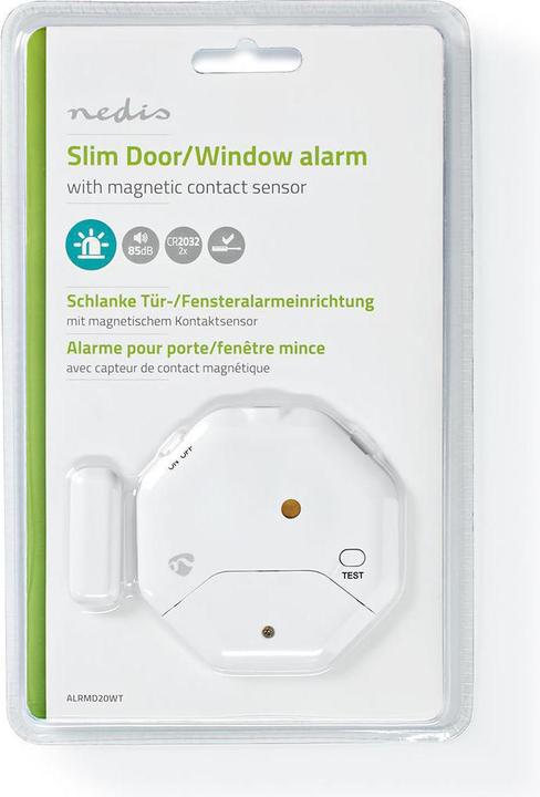 Image du produit Nedis Alarme de fenêtre Doorstep Capteur magnétique Alimenté par pile 2X CR2032 85 dB Blanc