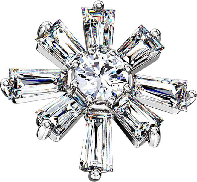 Immagine prodotto Star Piercing Ancora dermica in argento con fiore di cristallo lungo (Ottone, Acciaio chirurgico 316L)