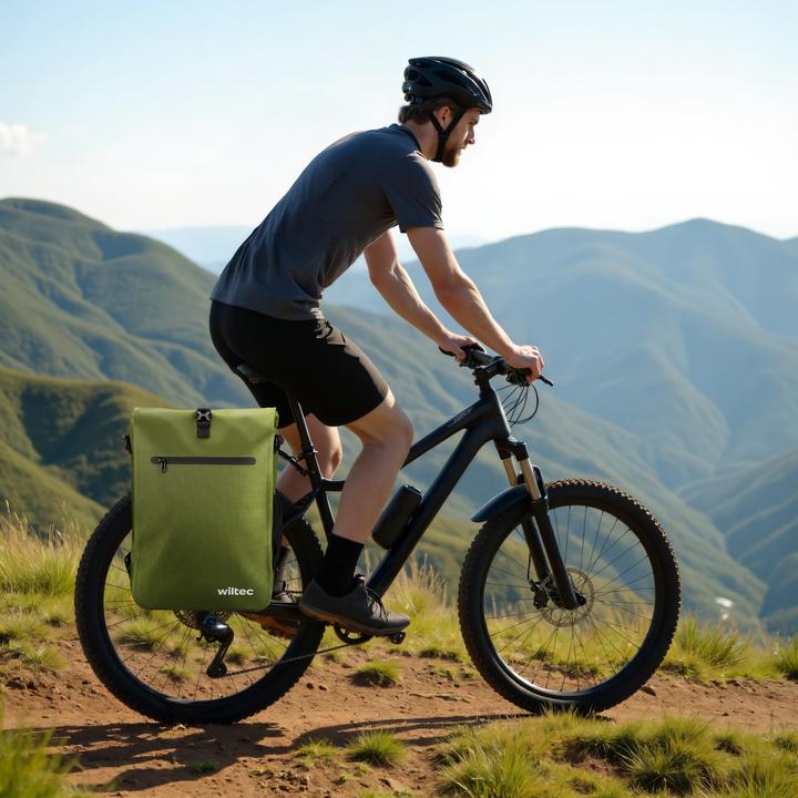 Produktbild Wiltec Gepäckträgertasche oliv 25l Fahrradtasche Rucksack Gepäcktasche (25 l, Gepäckträgertasche)
