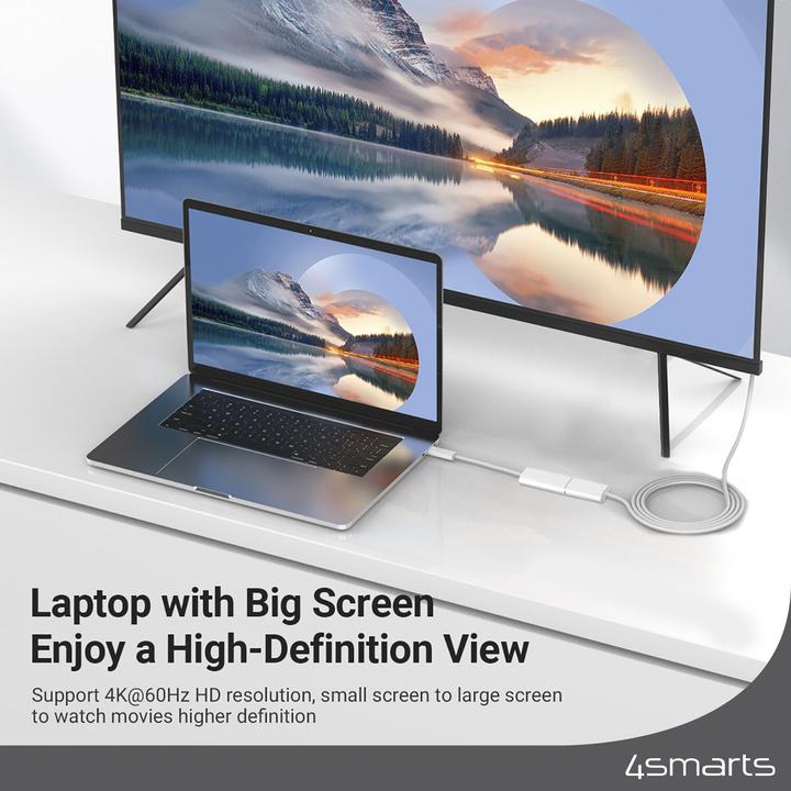 Produktbild 4smarts USB-C auf HDMI Kabel female 15cm weiss (USB Typ-C, 15 cm)