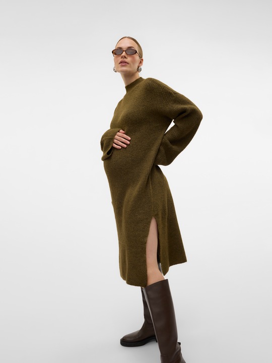 Actual product image Mamalicious Regular fit Round neck Ribbed cuffs Wide sleeves Midi dress Knitted dress (XS)