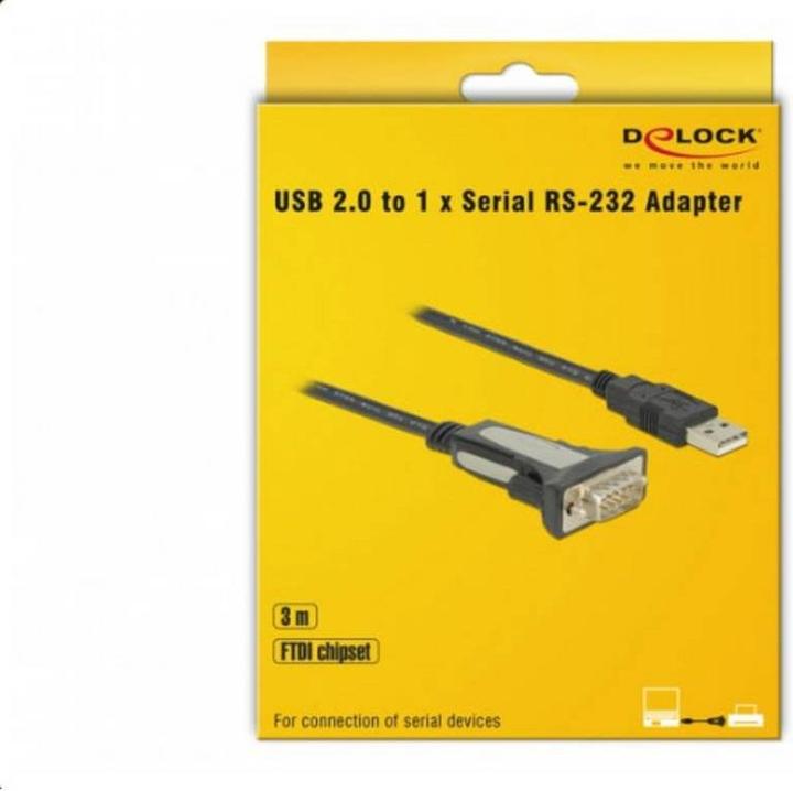 Productafbeelding Delock Adapter USB-A-Serieel DB9 RS-232 (3 m, VGA)