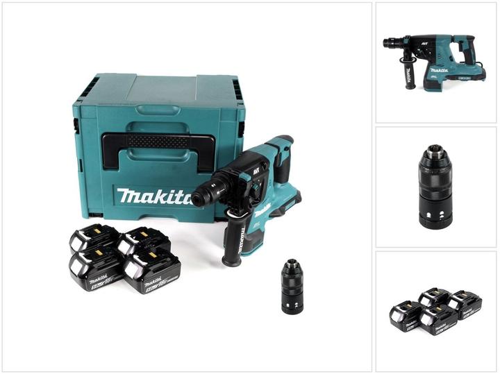 Makita DHR 281 T4J Akku Kombihammer 36V (2x 18V) 2,8J SDS plus Brushless + 4x Akku 5,0Ah + Makpac - (Akkubetrieb)