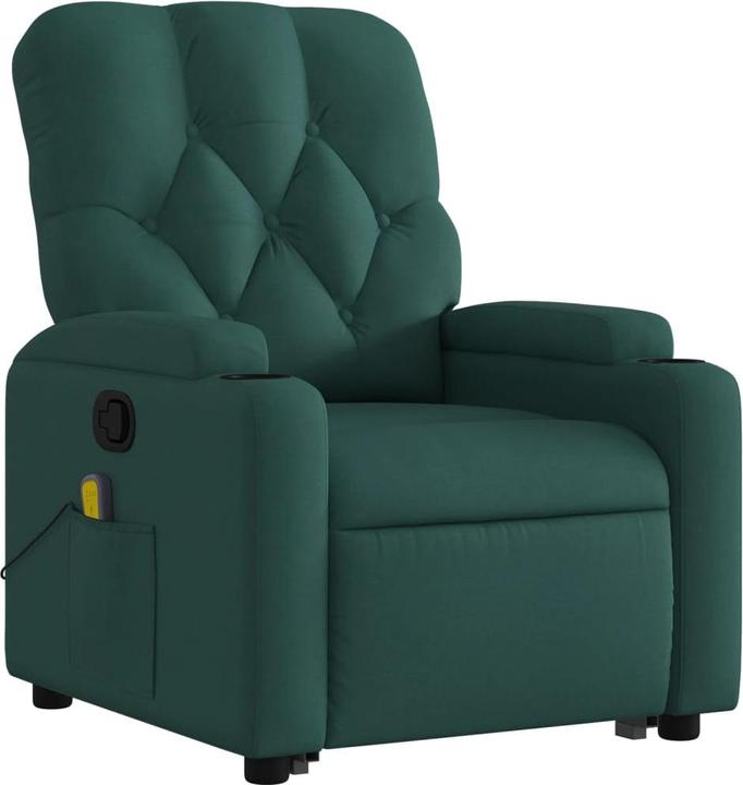 Image du produit vidaXL Fauteuil de massage avec fonction releveur Fauteuil de relaxation Vert foncé Tissu