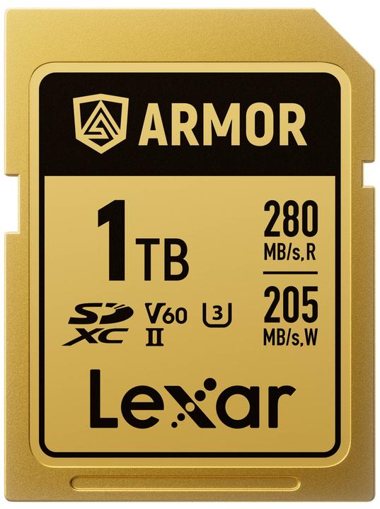 Produktbild Lexar SDXC Pro Gold Series ARMOR UHS-II 1TB V60 IP68 Stainless Steel R280/W210MB/s (1000 GB, SDXC, U3, UHS-II)