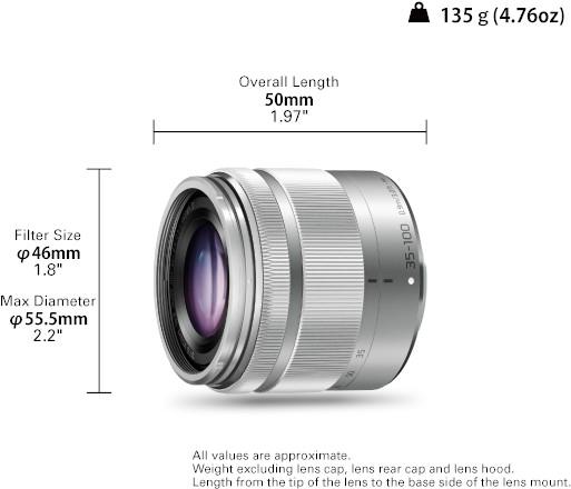 Actual product image Panasonic 35-100mm f/4.0-5.6 ASPH. Mega O.I.S., Silver (Micro Four Thirds, Micro Four Thirds)