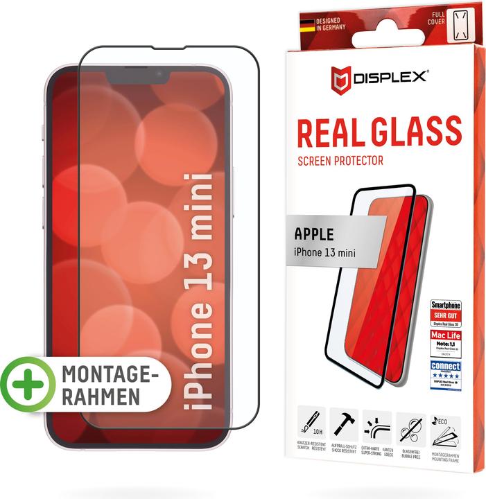 Displex Real Glass, Full Cover Panzerglas (1 pcs., Apple iPhone 13 mini)