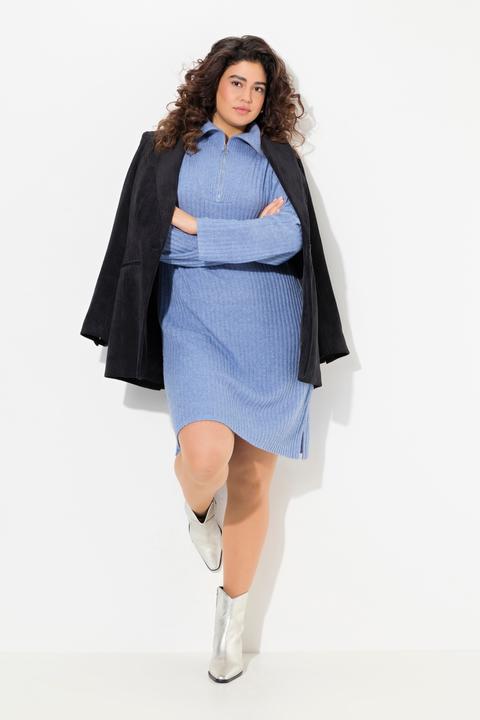 Produktbild Ulla Popken Strickkleid, A-Linie, Rippstrick, Troyerkragen, Langarm (50, 52)
