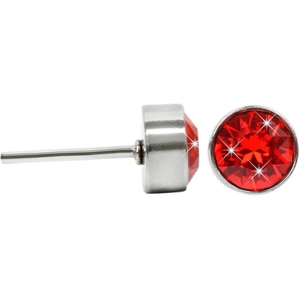 Levien, Orecchini, Playful Steel Stud Earrings with Light Siam Chaton, (Acciaio inossidabile)