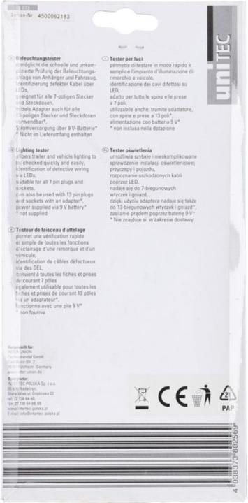 Produktbild Unitec Tester Anhänger Beleuchtung