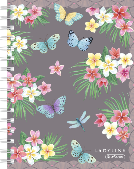 Image du produit Herlitz Cahier scolaire Ladylike Butterflies A5, 100 feuilles (A5, Quadrillé, Couverture rigide)