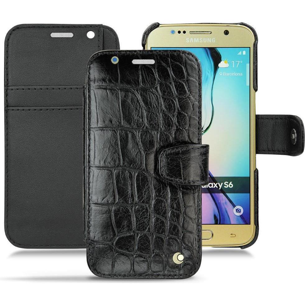 Noreve Lederschutzhülle Wallet (Samsung Galaxy S6), Smartphone Hülle, Schwarz