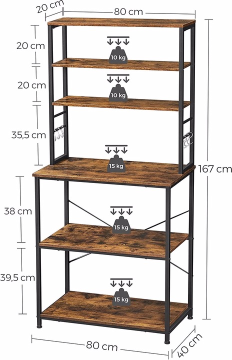 Actual product image Vasagle Buffet (80 x 40 x 167 cm)