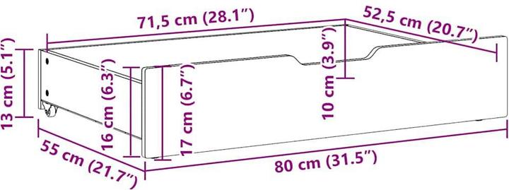 Image du produit vidaXL Bettschublade (80 x 55 x 17 cm)