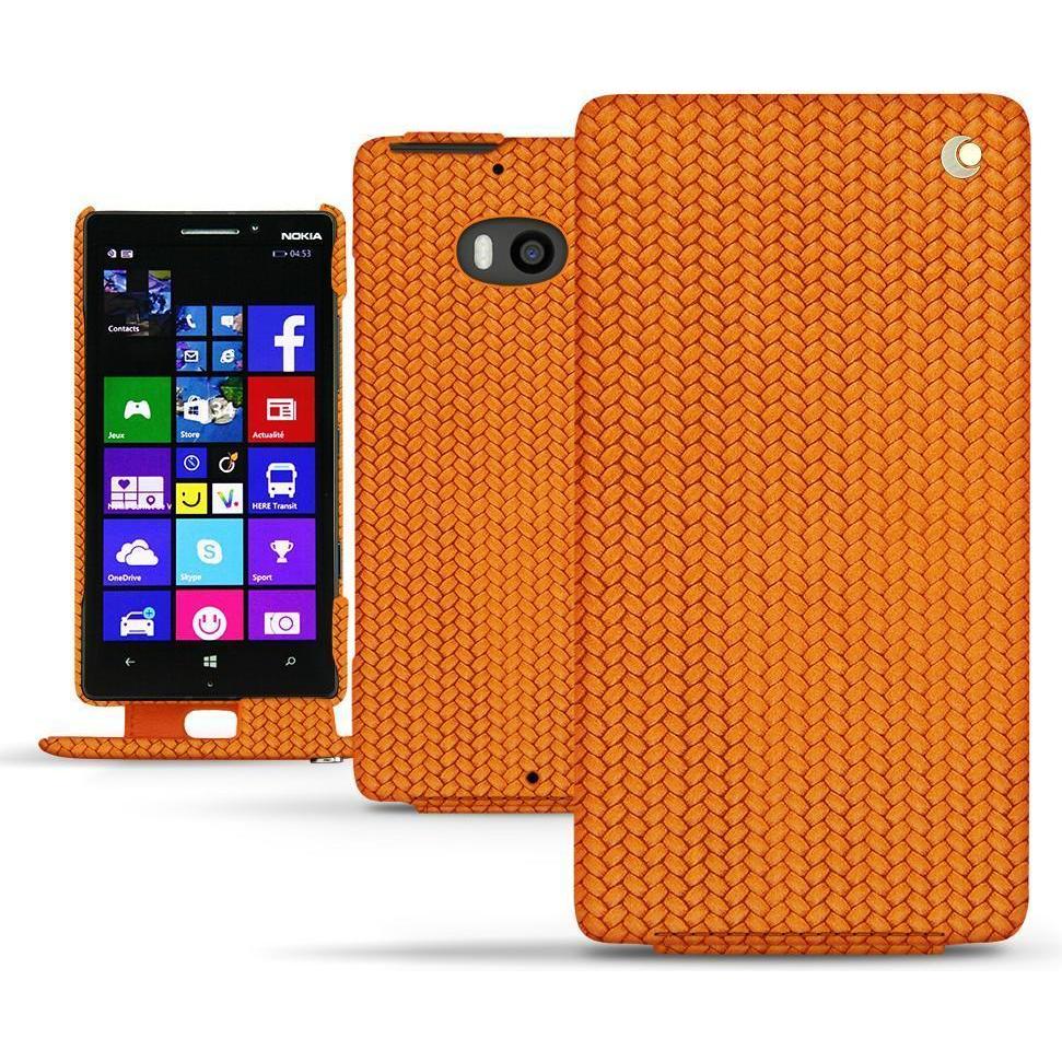 Noreve Lederschutzhülle vertikal (Nokia Lumia 930), Smartphone Hülle, Orange