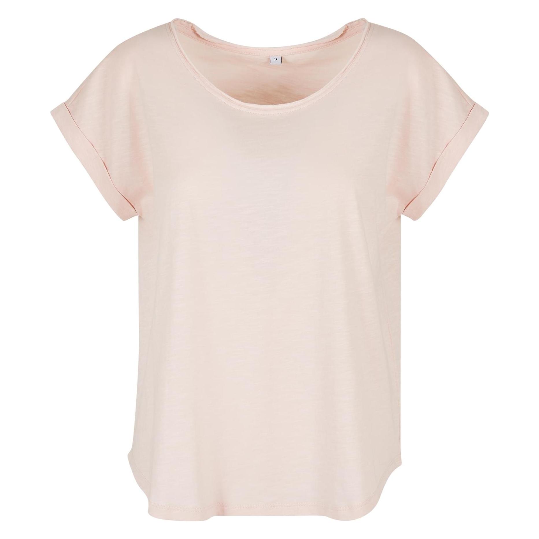 Build Your Brand, Damen, Shirts, Ladies' Long Slub Tee, Pink, (M)