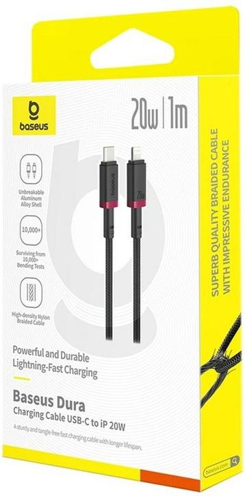 Produktbild Baseus Dura Typ-C-Schnellladekabel für iP 20 W 1 m Schwarz Rot (1 m, USB 4.0, 20 W)