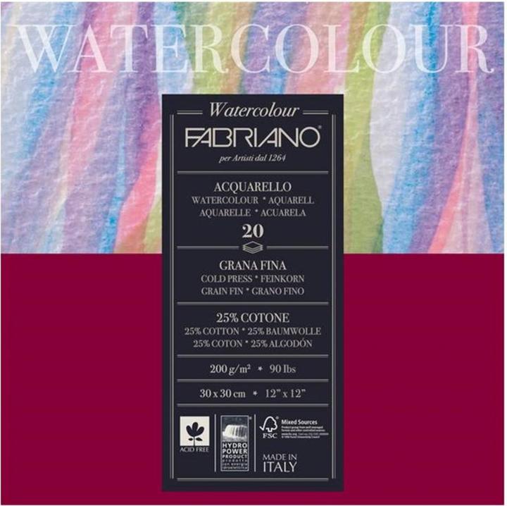 Image du produit Fabriano Aquarellblock 30 x 30 cm, 200g/m2, 20 Blatt (30 x 30 cm)