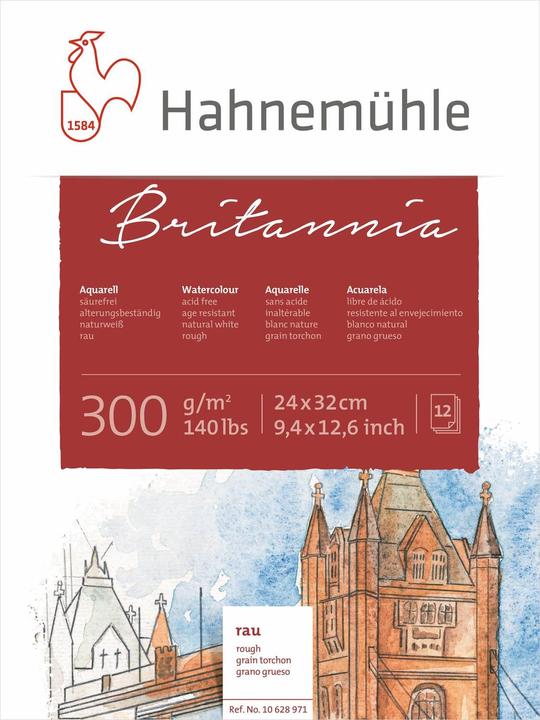 Productafbeelding Hahnemühle Aquarel Pad 12 Bl. Britannia ruw 24x32cm 300g (24 x 32 cm, Hardcover)