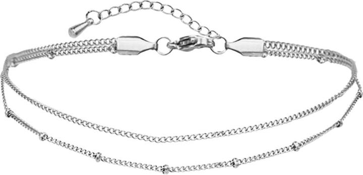 Star Piercing Fusskette silber Basic und Basic Ringe (Chirurgenstahl 316L, ohne Messing, 26 cm)