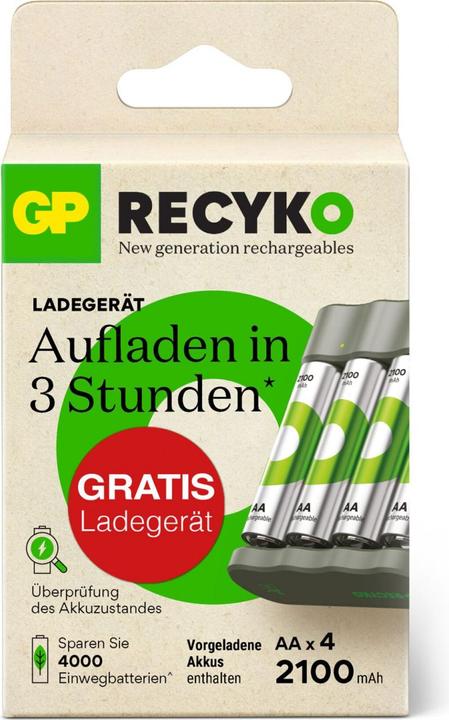 Produktbild GP Batteries Aktion Gratis Ladegerät" USB-Modell Ladegerät GP B441 inkl. 4x AA- (4 Stk., AA, 2100 mAh, Ladegerät inkl. Akku)