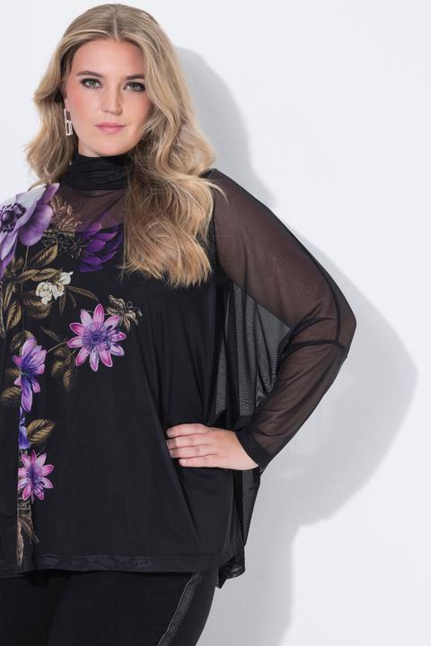 Produktbild Miamoda Mesh-Bluse, oversized, Blumenmotiv, blickdichtes Top (54)
