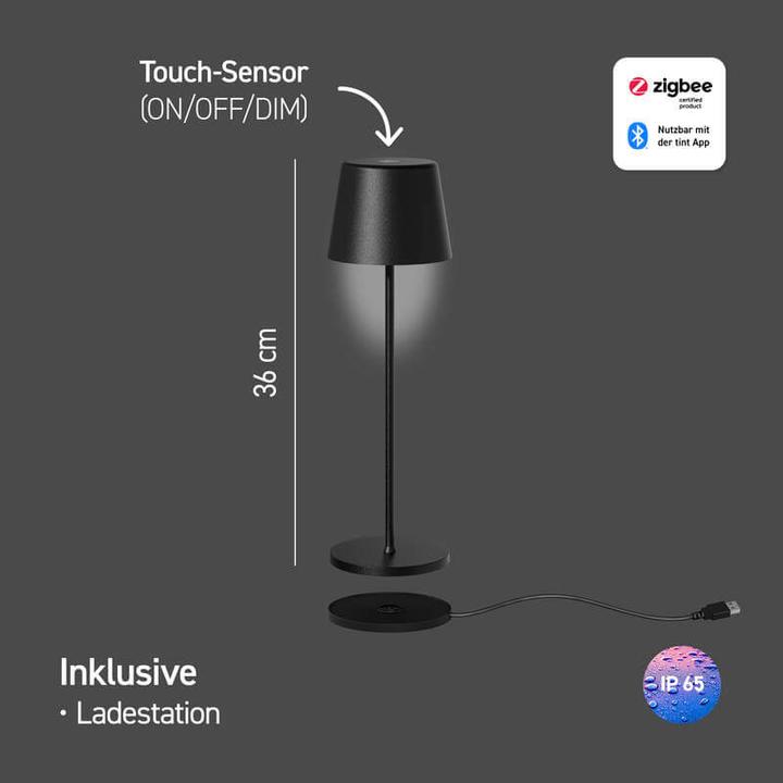 Actual product image Tint LED outdoor light table lamp Dalia black, white+colour 404135