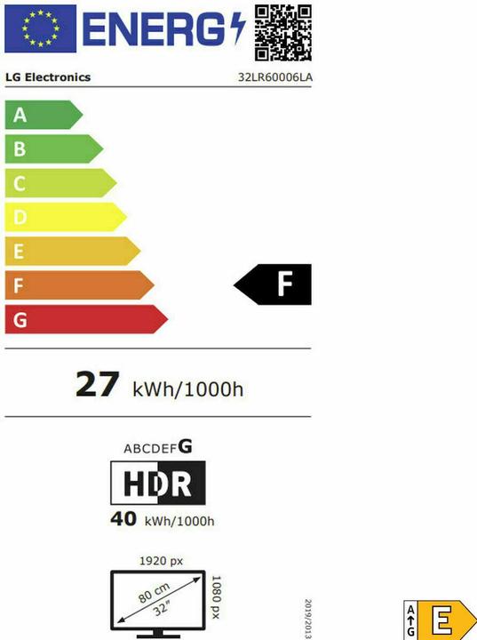Etichetta energetica LG 32LR60006LA (32", LED, Full HD, 2024)