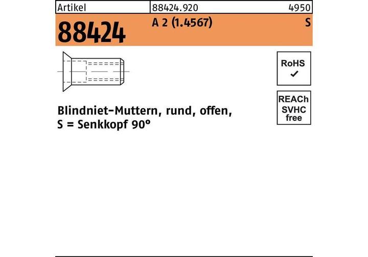 Actual product image Promat Blind rivet nut R 88424 Senkkopf