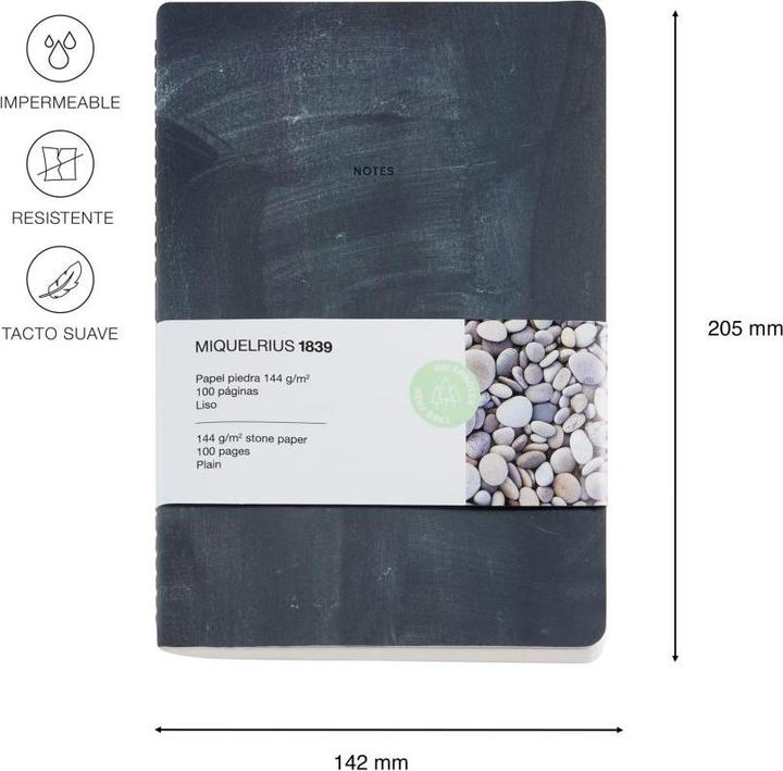 Actual product image Miquelrius Notebook Stone black (A5, Plain, Hardcover)