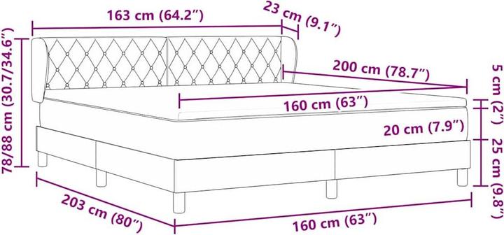 Produktbild vidaXL Boxspringbett (160 x 200 cm)
