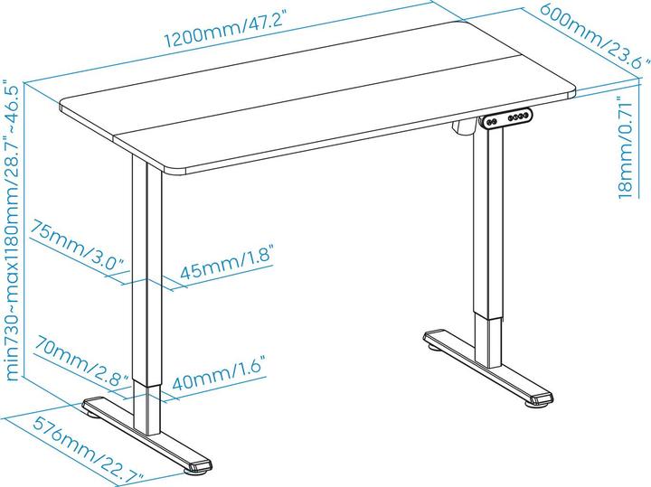 Produktbild Tooq Technology Mesa Escritorio Origami Elã?Ctrica Ajustable Negra