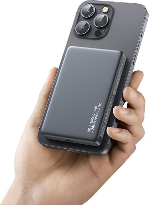 Actual product image Usams Powerbank CY Series CD242 10000mAh 20W Magnetic Wireless titanium (10000 mAh, 20 W, 20 Wh)