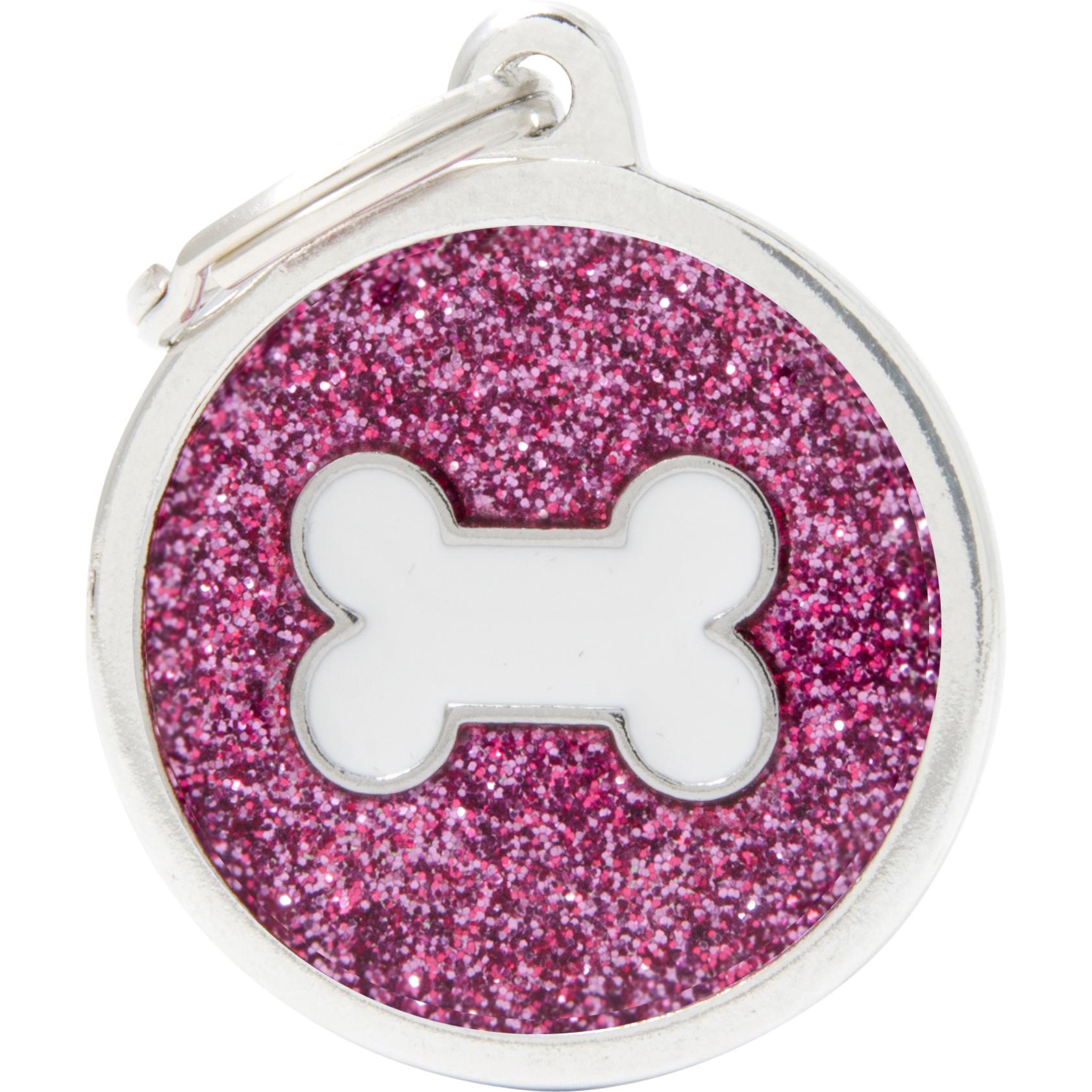 Myfamily MyFa tegn shine, cirkel stor med hvid ben, rosa (Cane), Collare + Guinzaglio