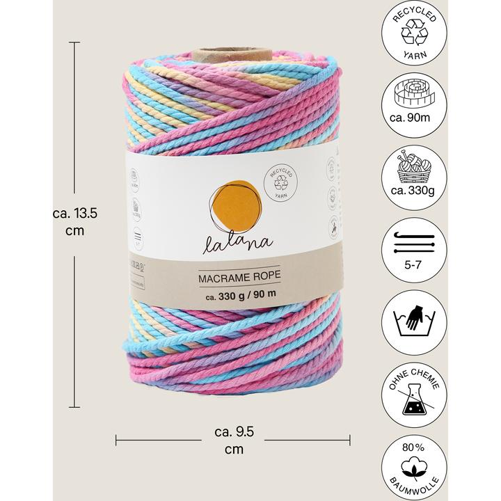 Immagine prodotto Lalana Macrame, Corda Macrame, Filo per annodare 3 mm x 90 m, 330 g (90 m)