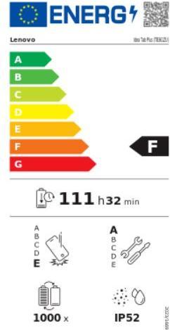 Energy Label Lenovo Idea Tab Plus 8/128GB grau WiFi ZAGF0069SE Android 15 Tablet (5G, 12.10", 128 GB, Grey, Luna Grey)
