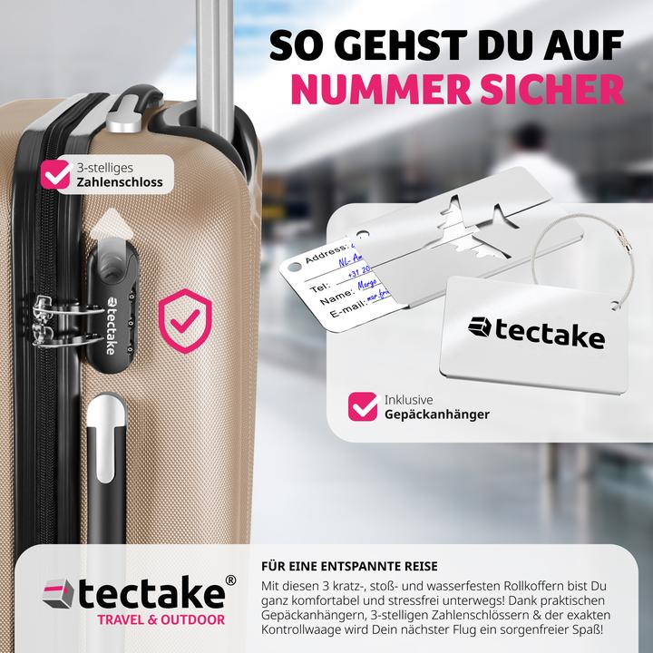 Actual product image tectake 3er Kofferset Talia mit Kofferwaage und Kofferanhänger (93 l)