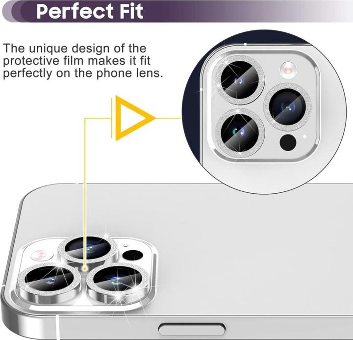 Image du produit Ueli Express Verre blindé pour appareil photo Protection de la lentille paillettes (1 pcs, Apple iPhone 16 Pro, Apple iPhone 16 Pro Max)