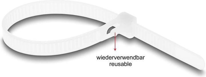 Image du produit Delock Colliers de serrage réutilisables L 150 x l 7,2 mm 100 pièces blanc (Serre-câbles en plastique, 150 mm, 100 pcs)