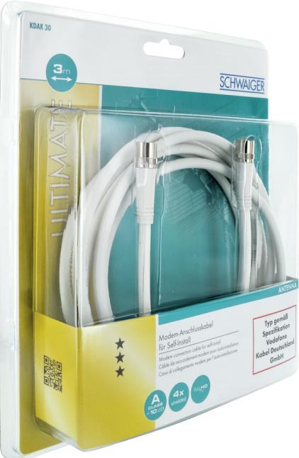 Produktbild Schwaiger KDAK30 532 3m F F Weiss Koaxialkabel (Antennenkabel)