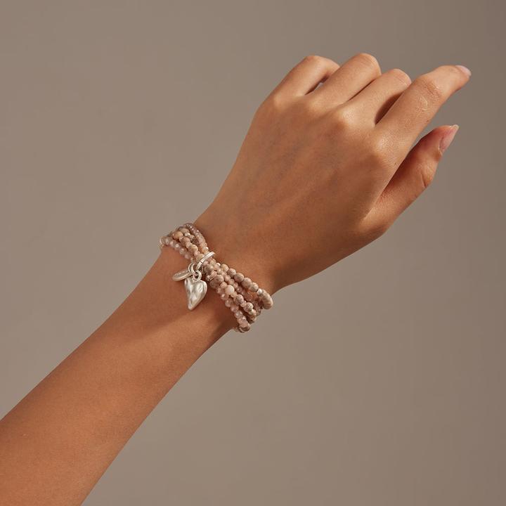 Immagine prodotto Andreani Bracciale con diaspro rosso autentico e ciondolo a cuore (8 cm, Rosa)