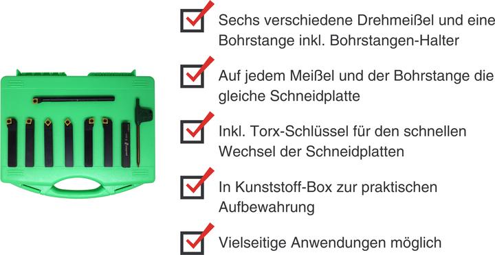 Actual product image Paulimot Turning chisel set with inserts, 6 mm, 7-piece incl. boring bar (6 mm)