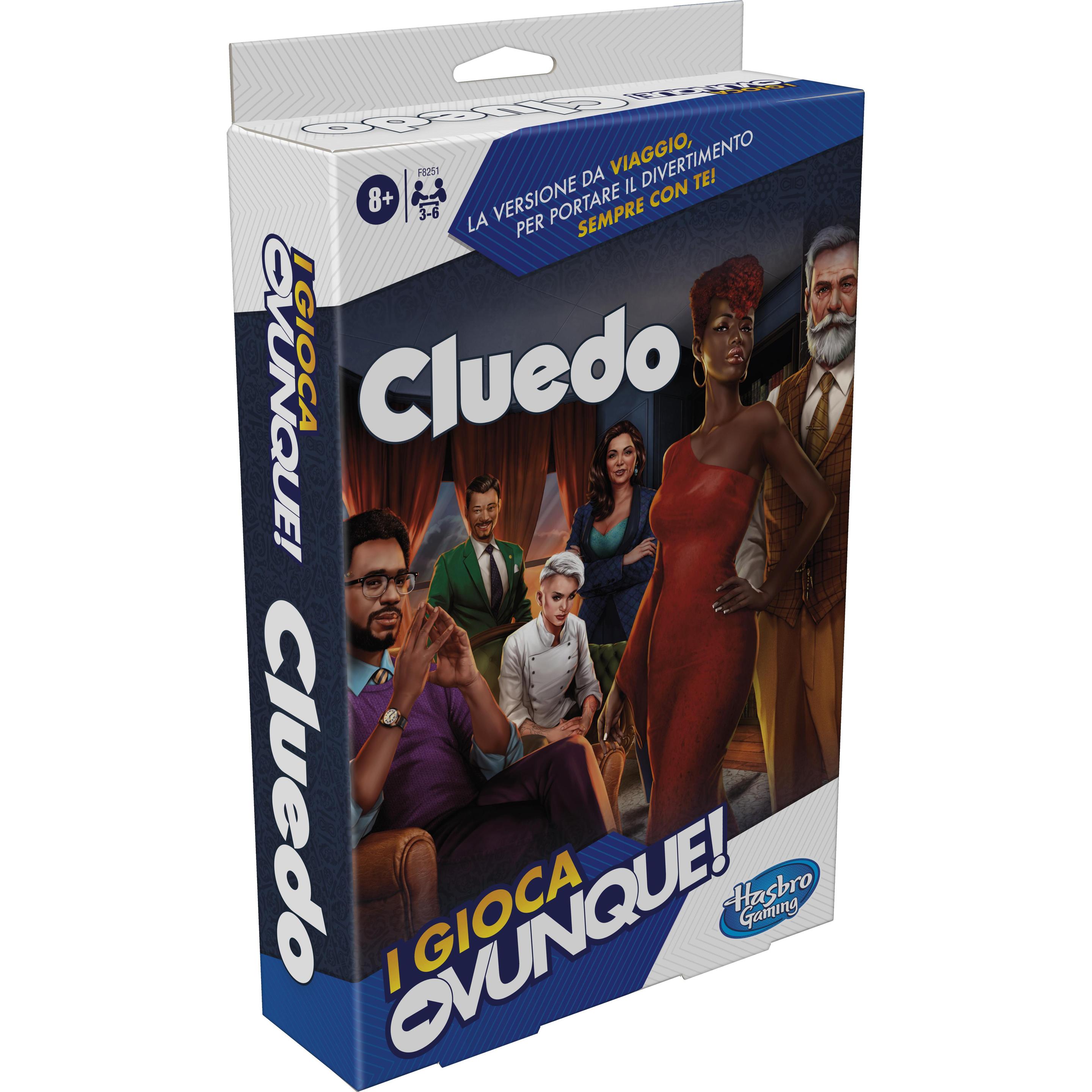Hasbro Cluedo Kompakt, portables Spiel für 3–6 Spieler, Reisespiel für Kinder, Spass überal (Italienisch)