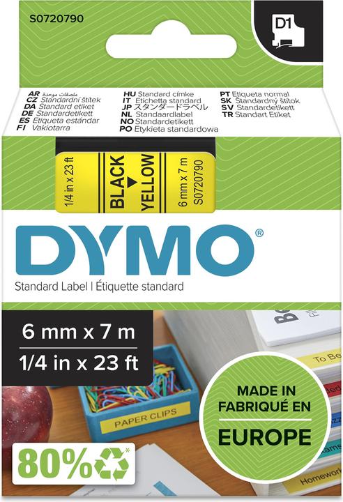 Produktbild Dymo S0720790 Standardband (0.60 cm, Gelb)