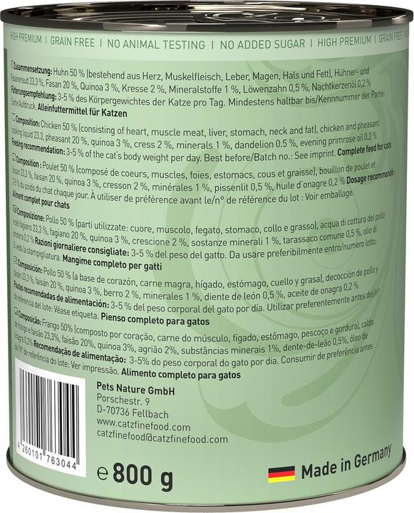 Produktbild Catz Finefood No.15 Huhn & Fasan (Adult, 1 Stk., 800 g)